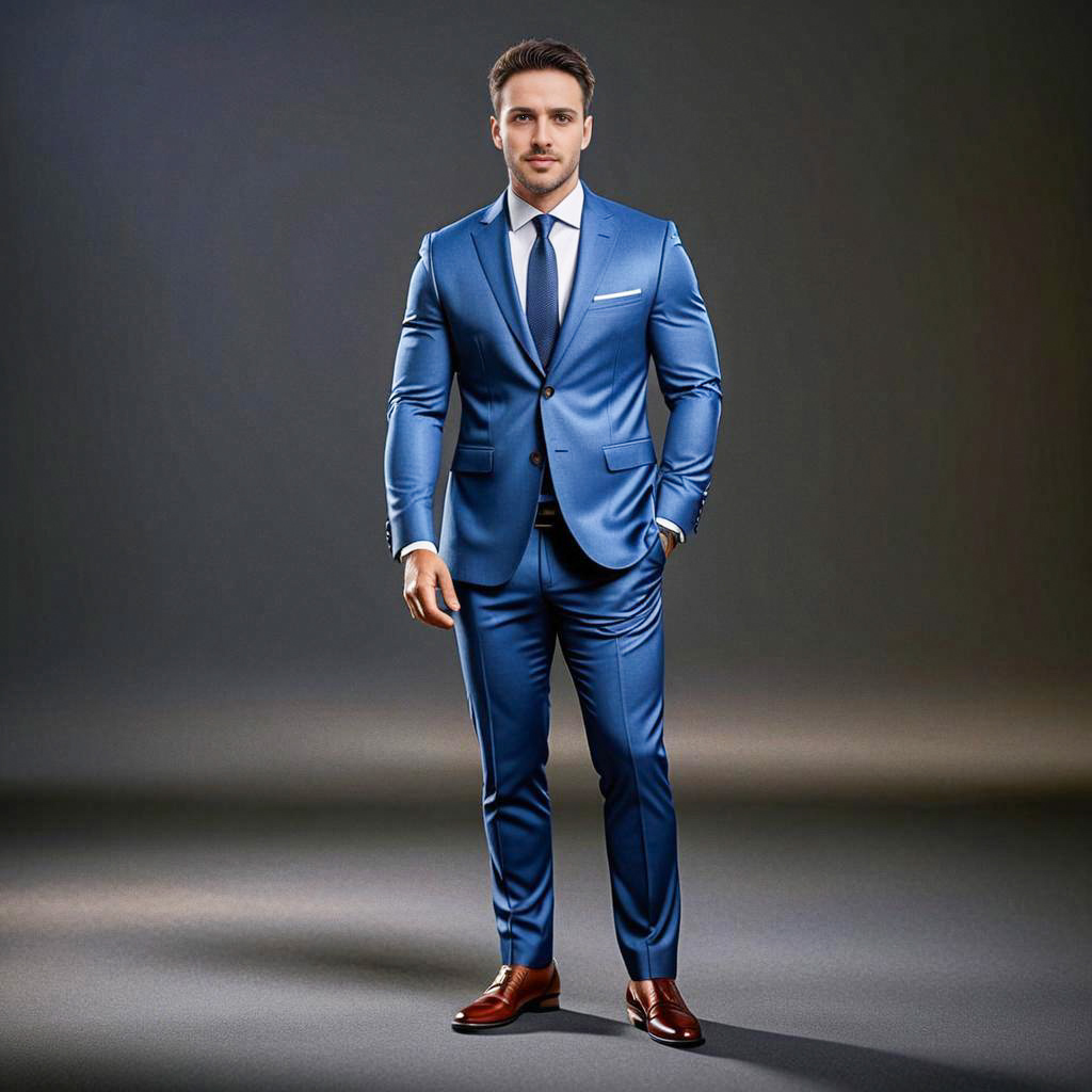 Confident man in tailored blue suit