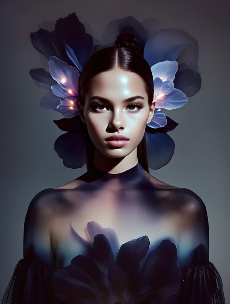 Surreal Portrait of a Woman with Ethereal Flowers Surreal Portrait of a Woman with Ethereal Flowers