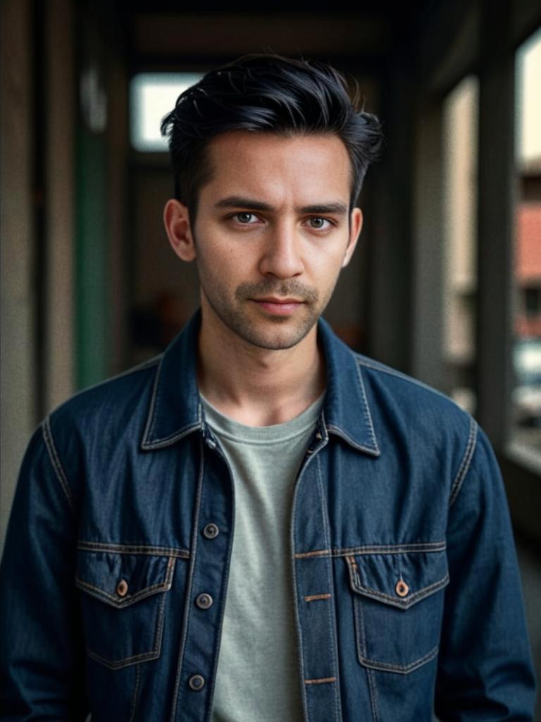 Young Man in Denim Jacket