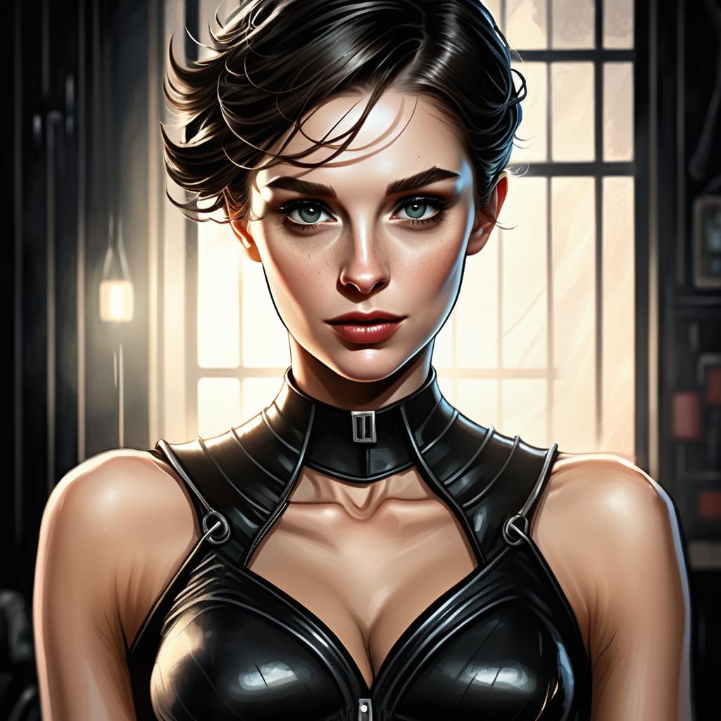 Futuristic Cyberpunk Woman Portrait Digital Illustration