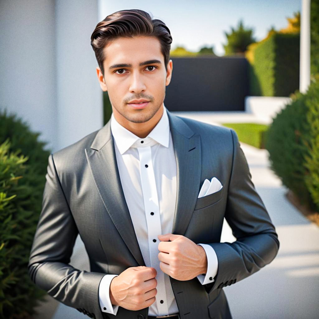 Dapper Young Man in Gray Suit