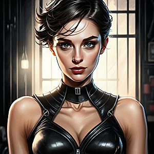 Futuristic Cyberpunk Woman Portrait Digital Illustration