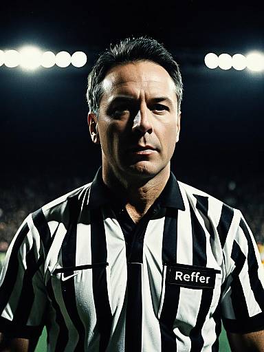 Man in Referee Costume with Cinematic Realism and Dramatic Sports Lighting