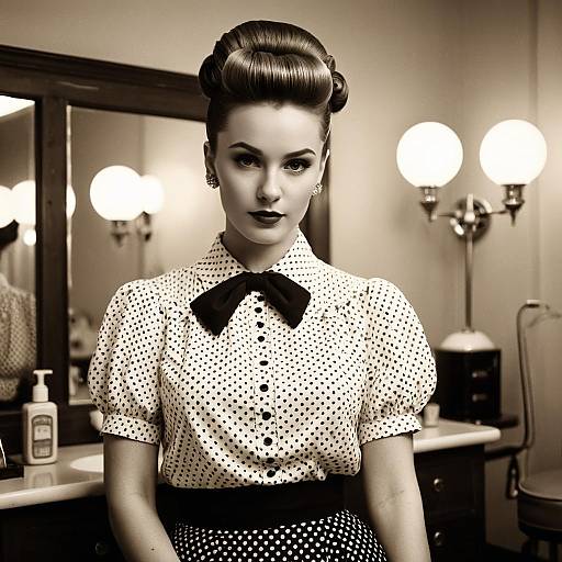 1940s Vintage Style Woman in Retro Polka Dot Outfit