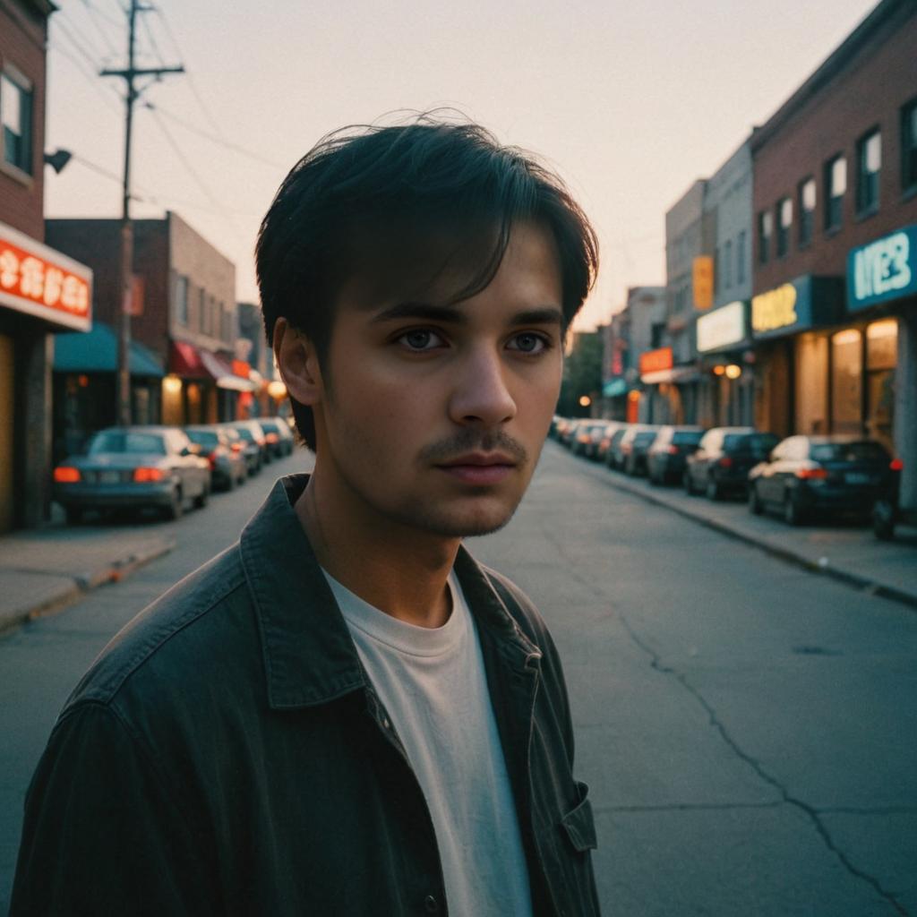 Contemplative Man in Urban Scene