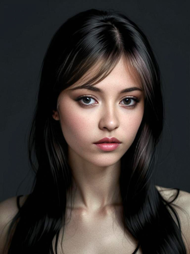 Young Woman Portrait with Flowing Hair