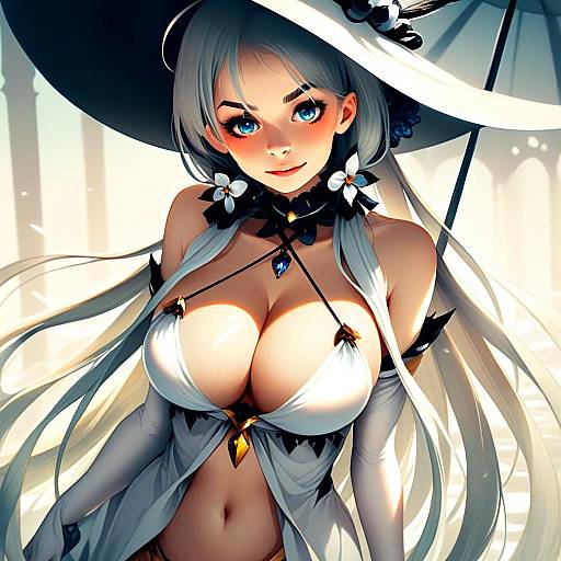 Artemis Fate Fantasy Woman with Silver Hair and Blue Eyes Digital Artwork