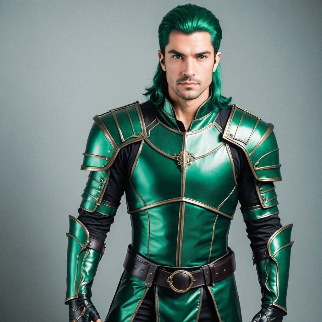 Man in Vibrant Green Armor - Fantasy Hero Man in Vibrant Green Armor - Fantasy Hero