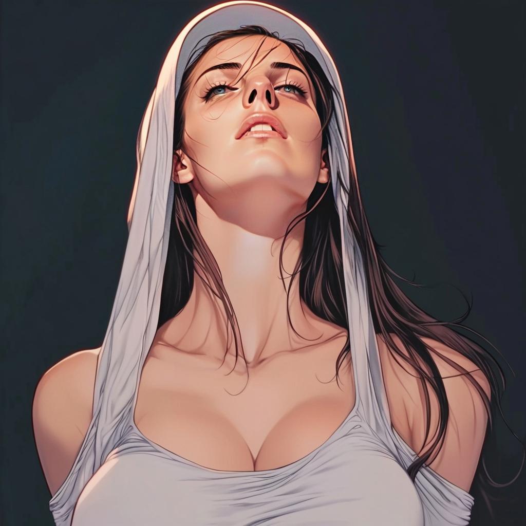 Digital Portrait of Confident Woman with Draped Top Digital Portrait of Confident Woman with Draped Top
