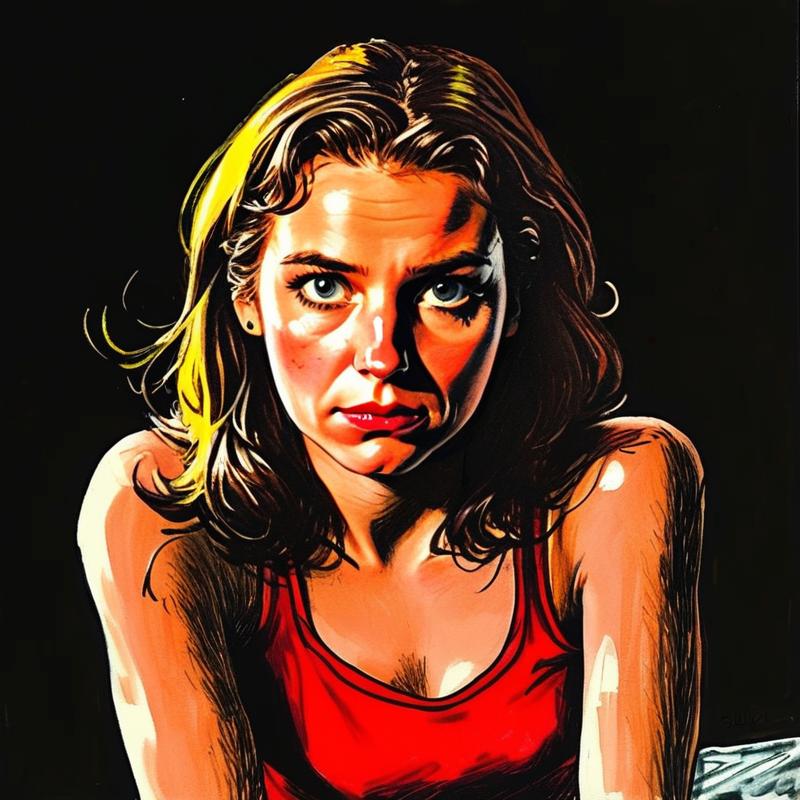 Digital Portrait of a Woman with Blue Eyes