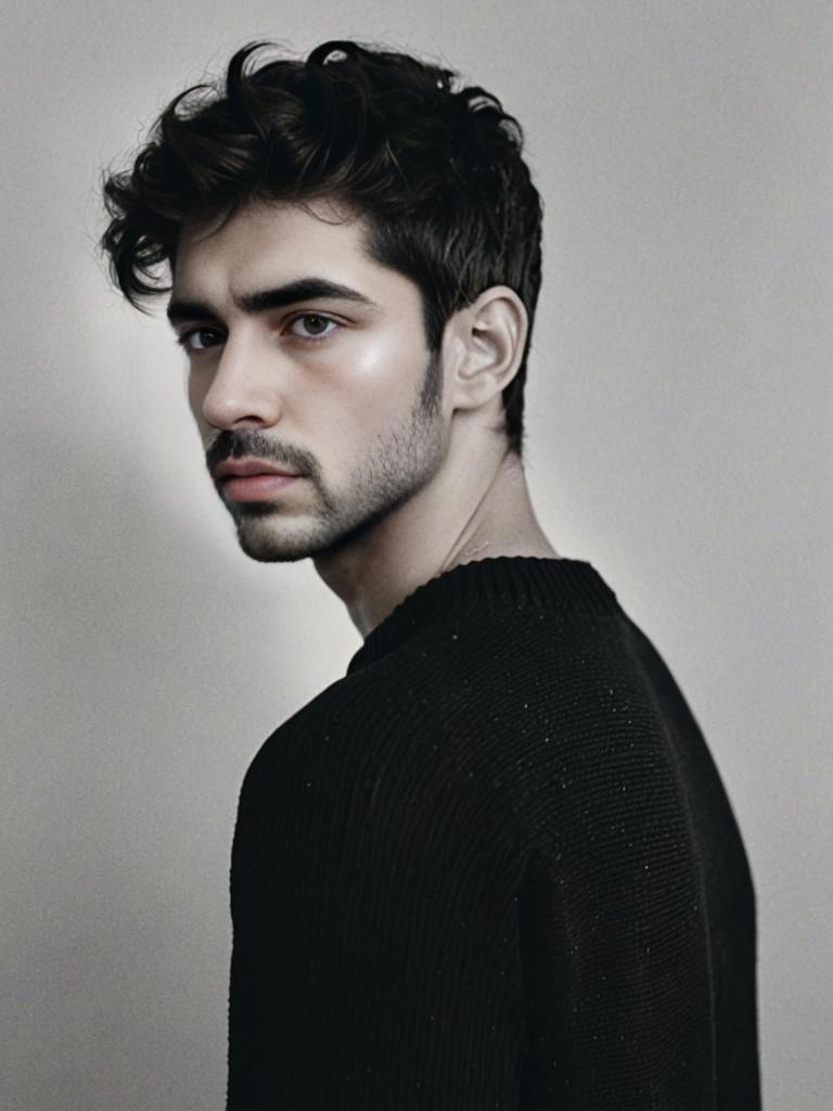 Portrait of a Young Man with Curly Hair