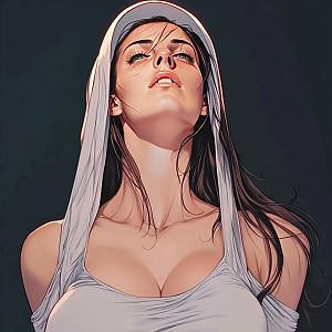 Digital Portrait of Confident Woman with Draped Top