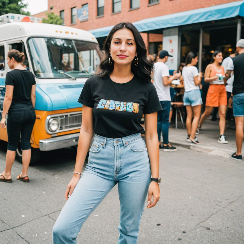 Stylish Woman at Food Truck