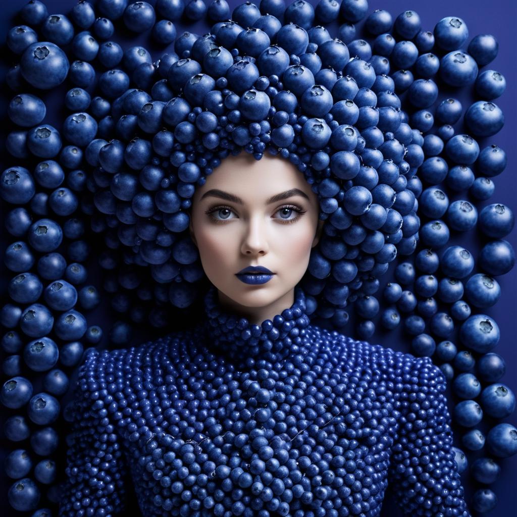 Woman with Blueberry Hairstyle Portrait