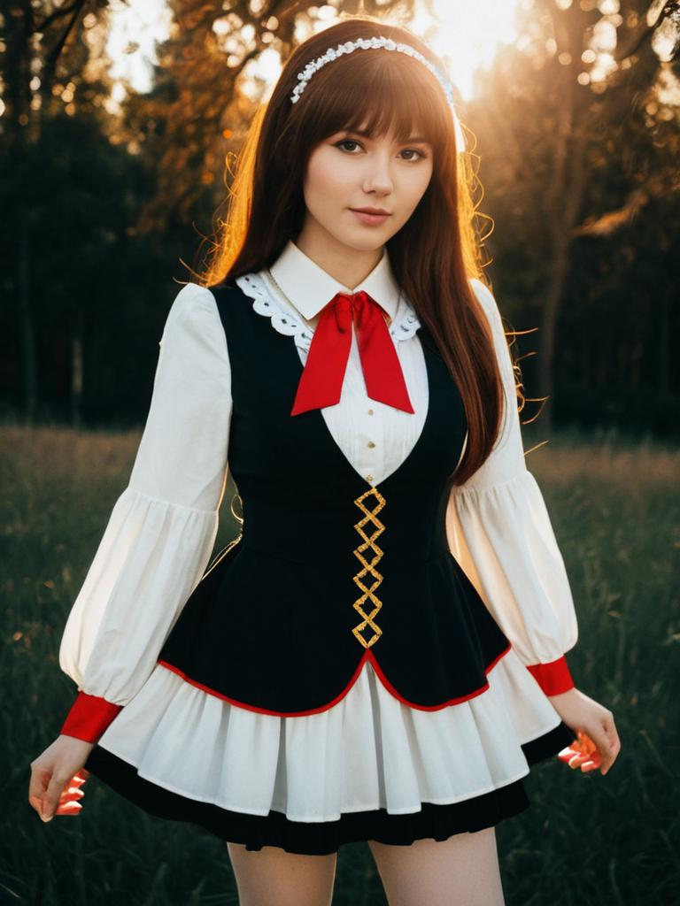 Realistic Lolopechka Cosplay Woman in Outdoor Setting