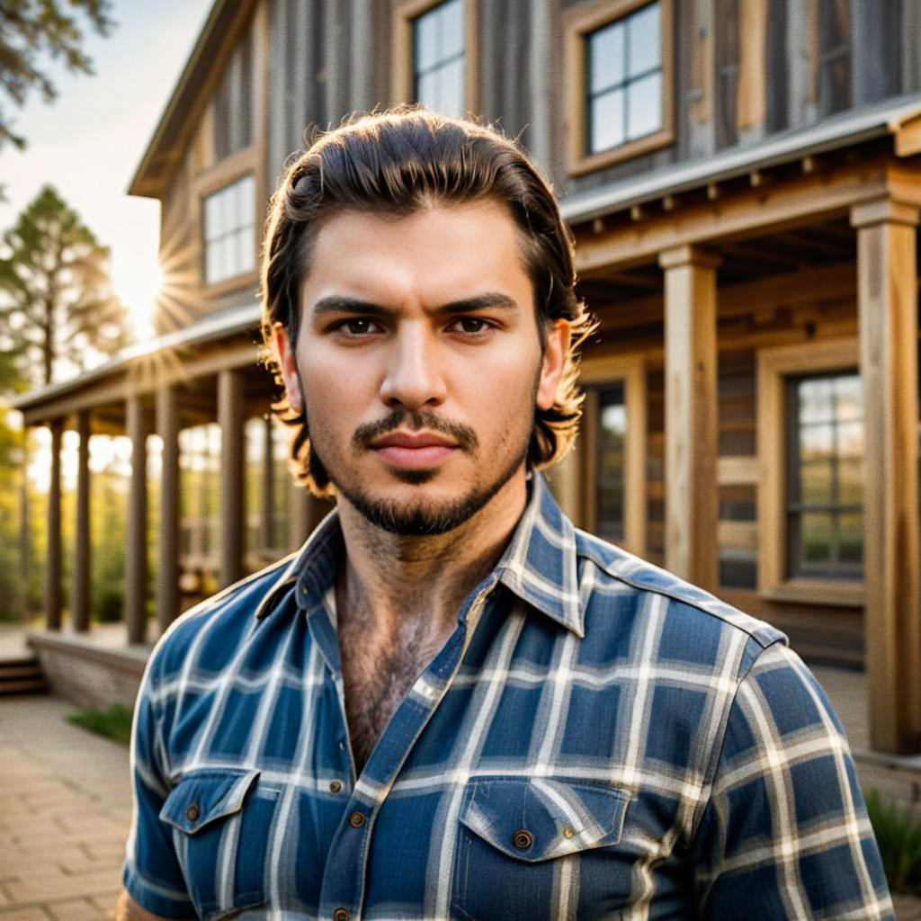 Handsome Man in Rustic Countryside