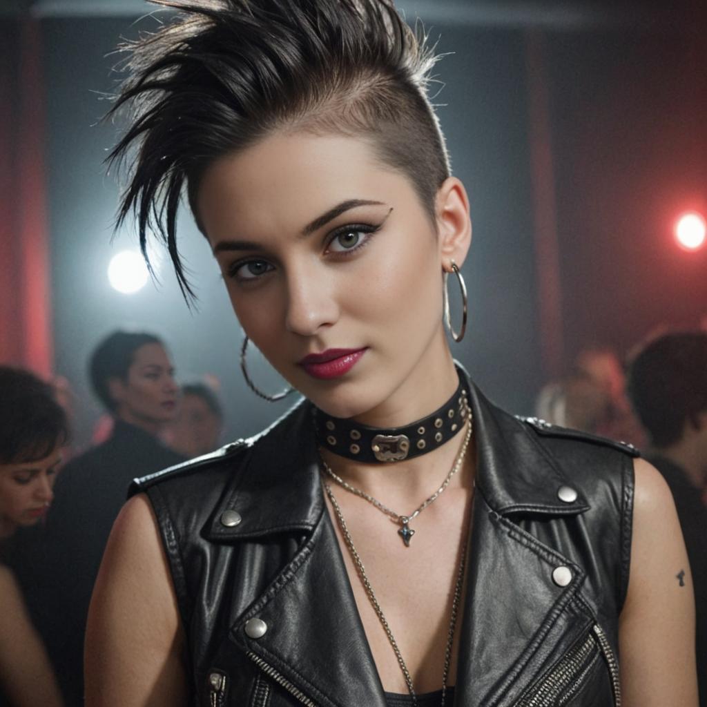 Confident Woman in Punk Rock Style