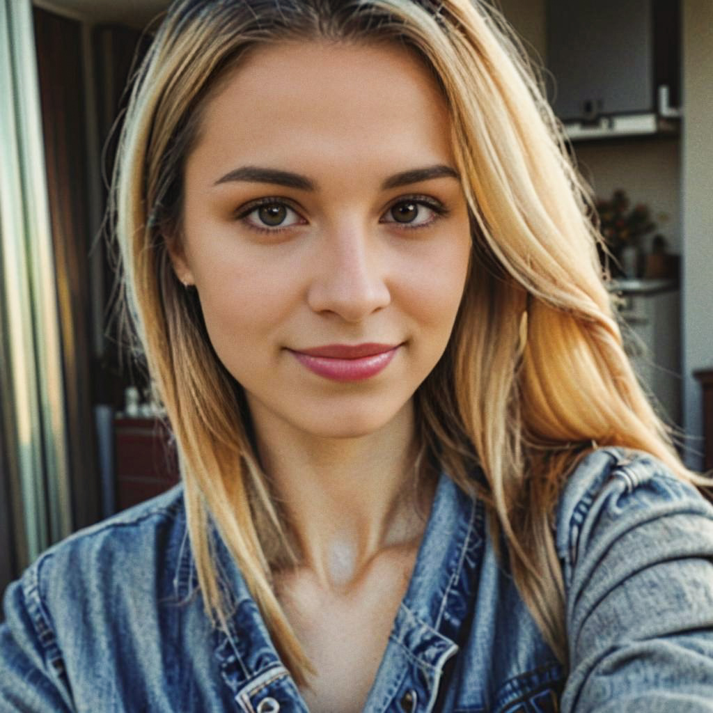 Confident Young Woman in Denim Jacket