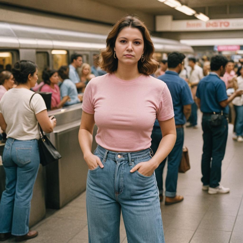 Confident Young Woman in Subway Station