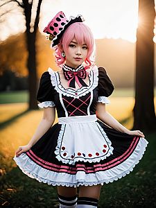 Woman Cosplaying Perona in Detailed Anime Costume Outdoors
