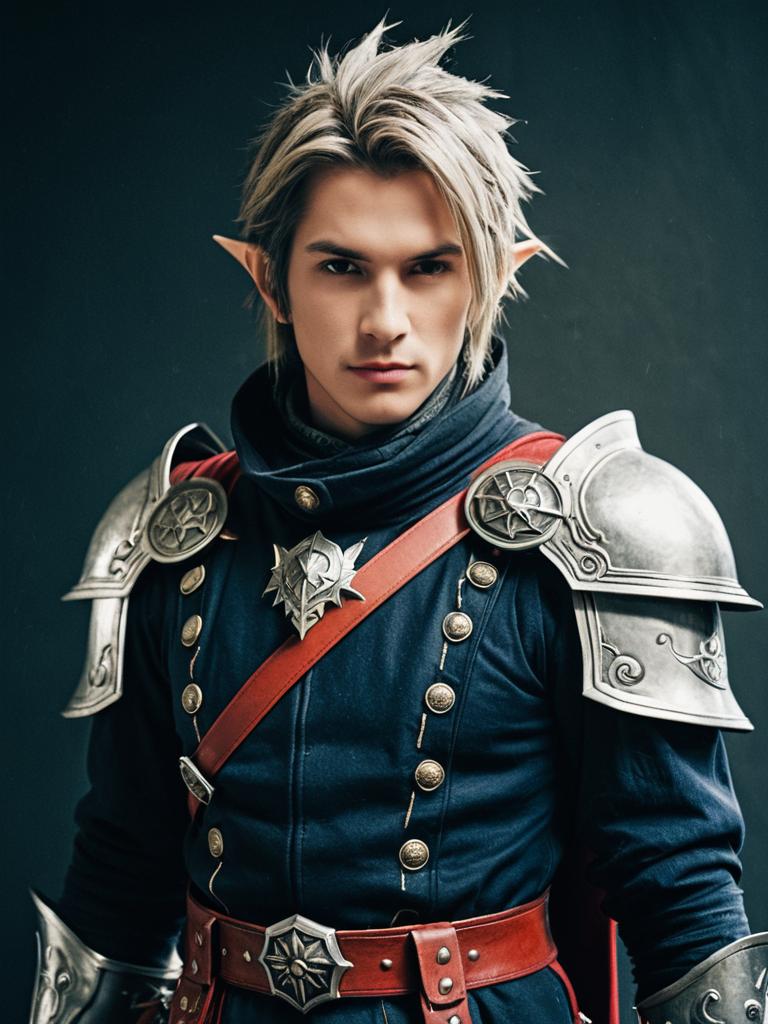 Man in Detailed Final Fantasy Costume Waist Up Editorial Portrait