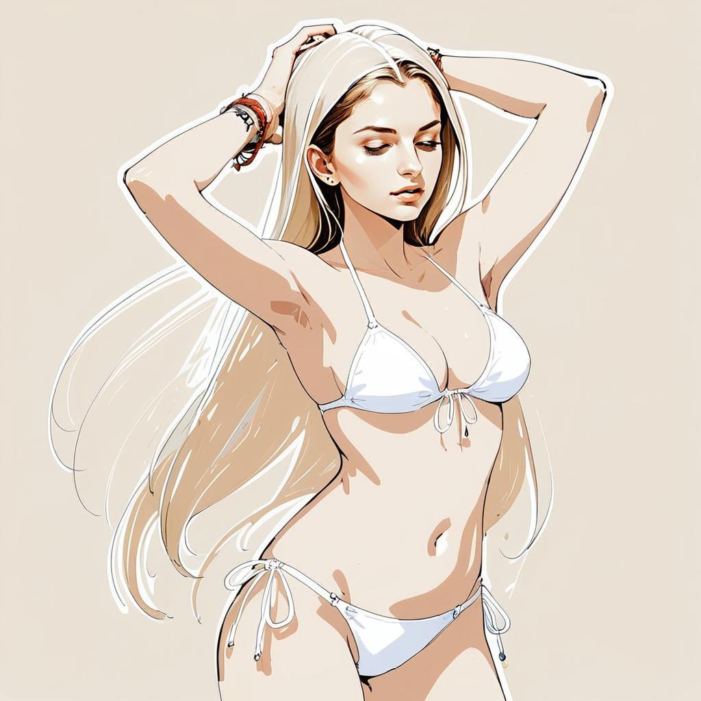 Woman in White Bikini Illustration