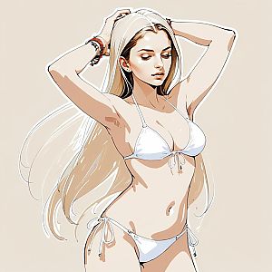 Woman in White Bikini Illustration