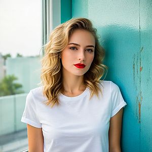 Stylish Woman with Blonde Hair in Urban Setting