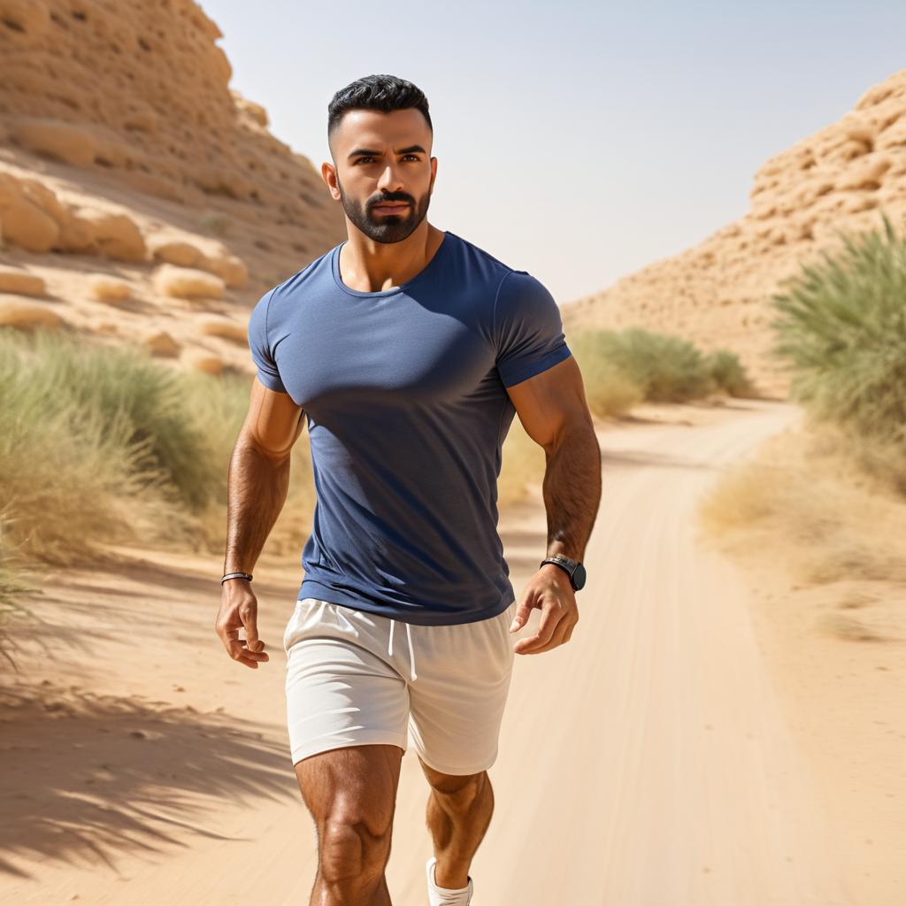 Fit Young Man in Scenic Desert Landscape