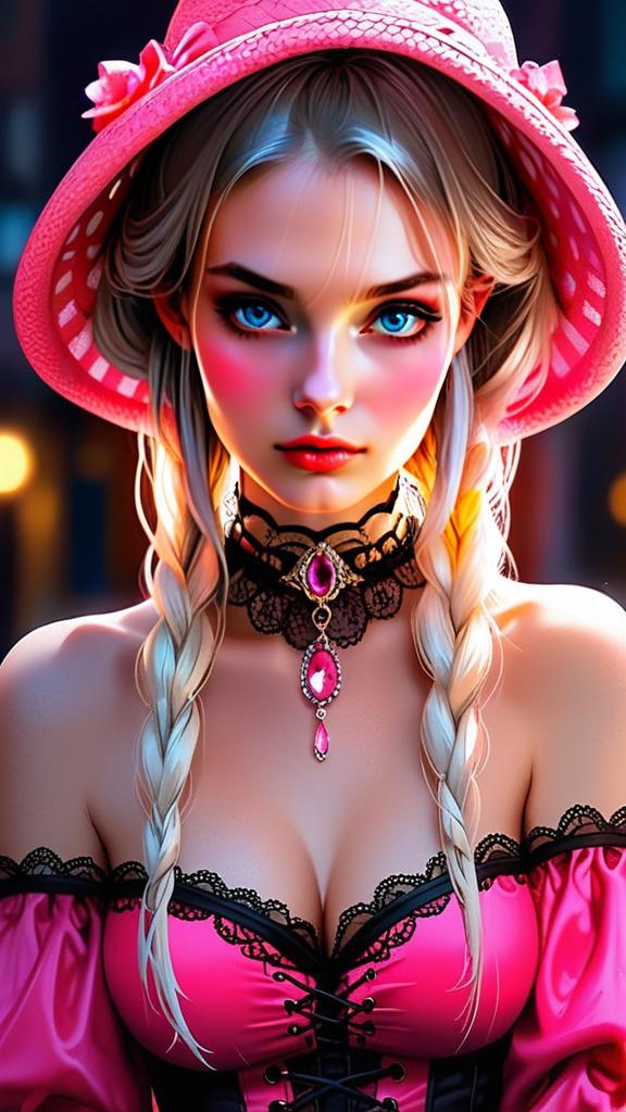 Young Woman in Pink Gown with Blue Eyes Young Woman in Pink Gown with Blue Eyes