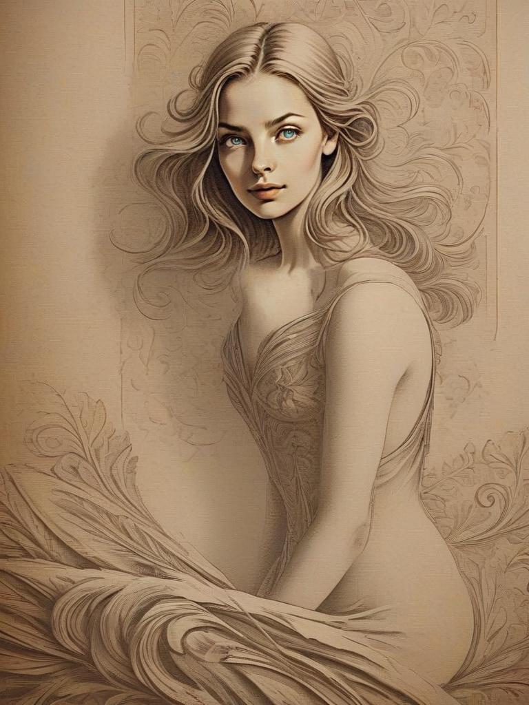 Ethereal Young Woman with Flowing Hair
