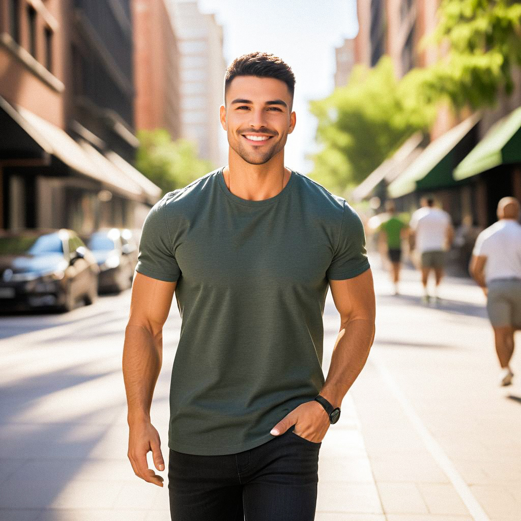 Confident Young Man in Urban Street