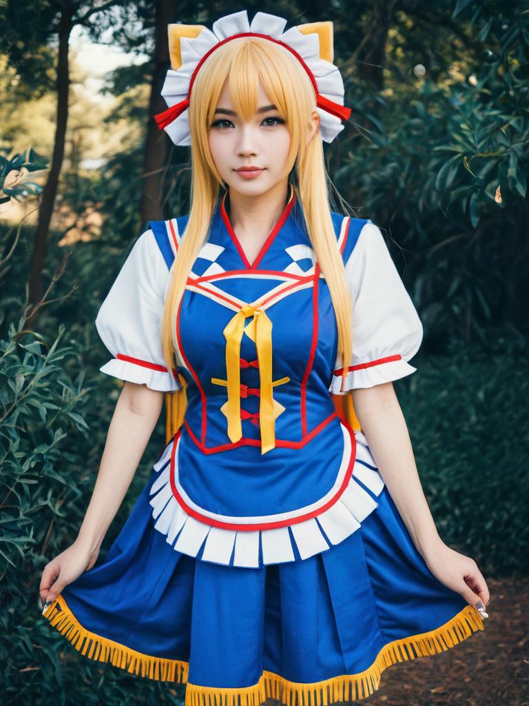 Realistic Mashiro Kuna Cosplay Woman in Blue Costume