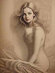 Ethereal Young Woman with Flowing Hair