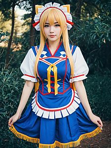 Realistic Mashiro Kuna Cosplay Woman in Blue Costume