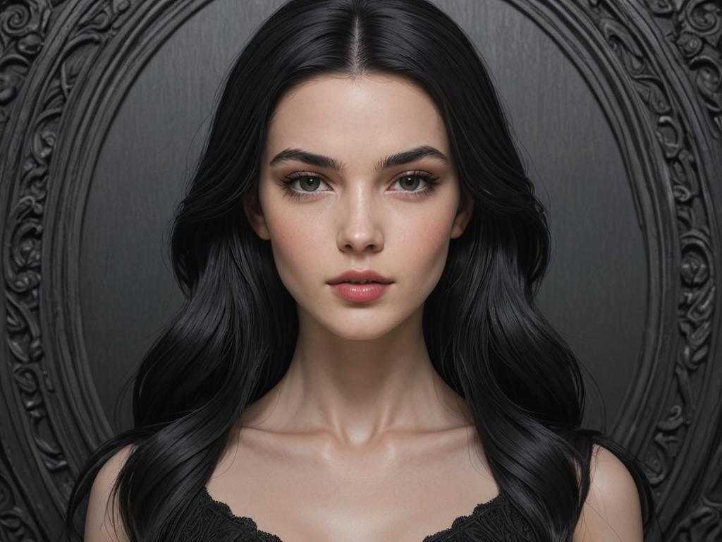 Gothic Portrait of a Woman with Black Hair