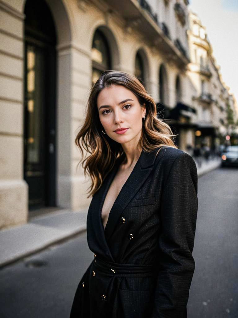 Stylish Woman in Parisian Street