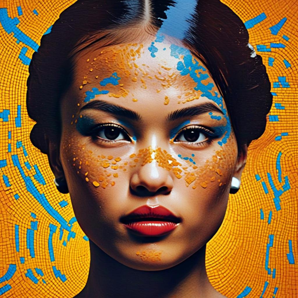 Striking Portrait of Woman with Artistic Makeup and Body Art Striking Portrait of Woman with Artistic Makeup and Body Art