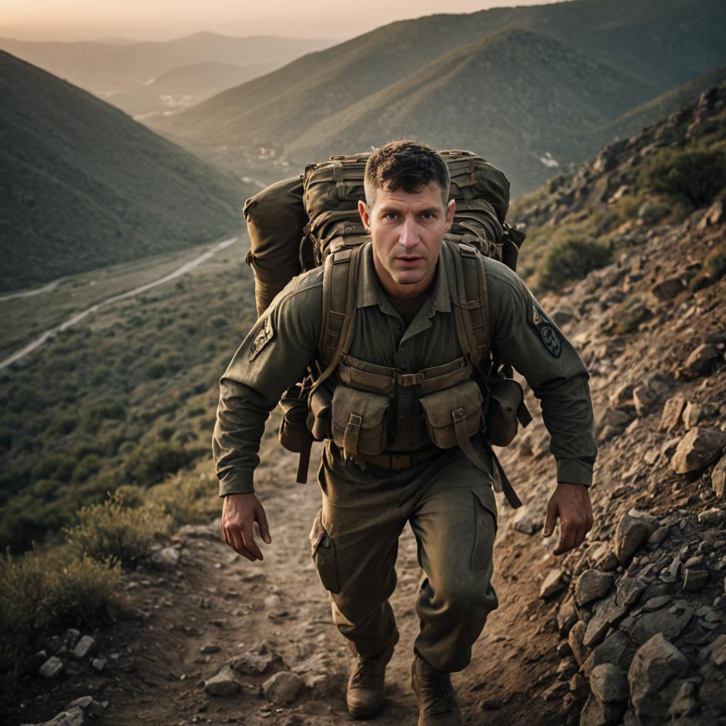 Man Hiking in Rugged Mountains