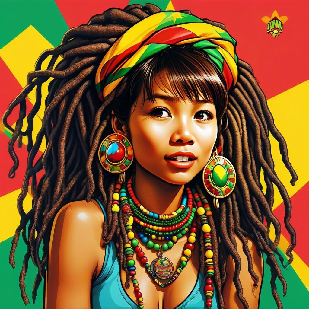 Vibrant Portrait of Young Woman with Dreadlocks