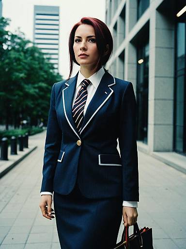 Woman in Formal Business Attire Costume Cosplay Editorial Portrait