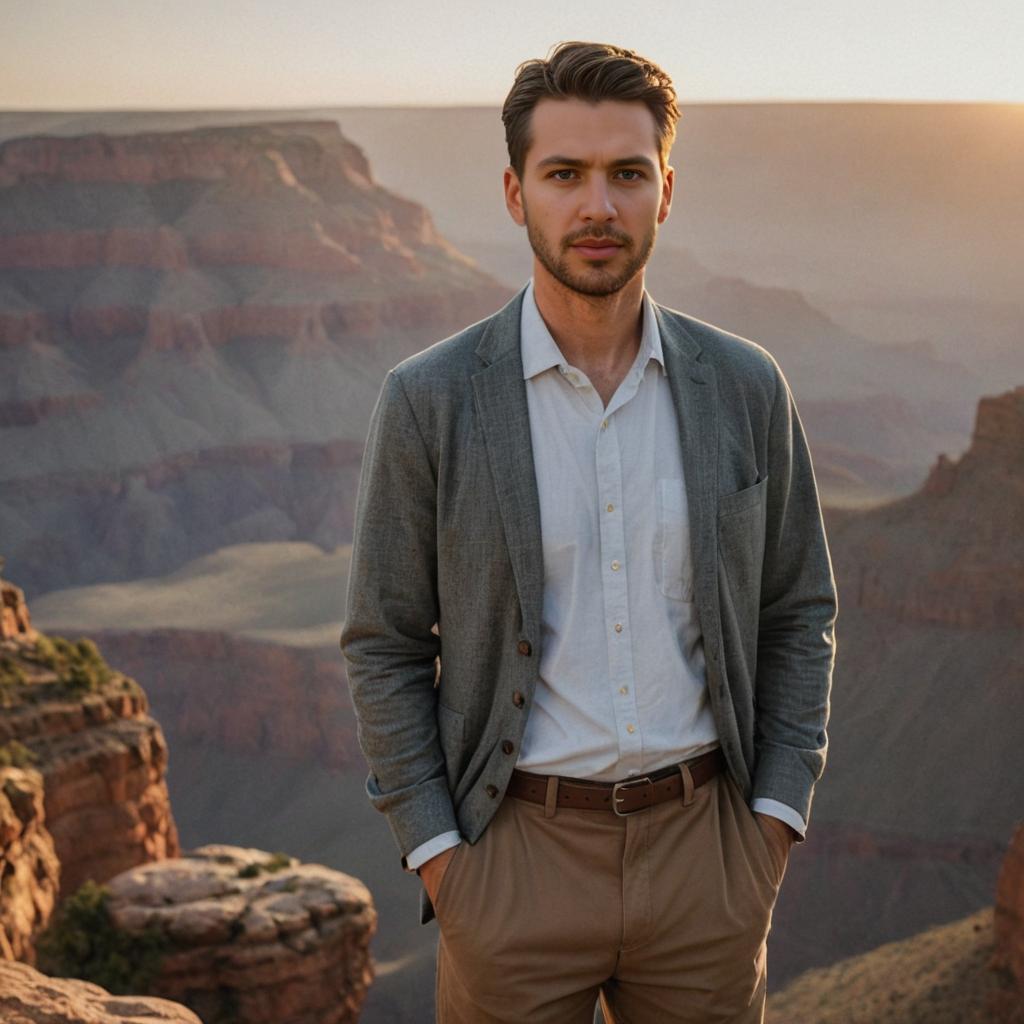 Man at Arizona Grand Canyon during Golden Hour