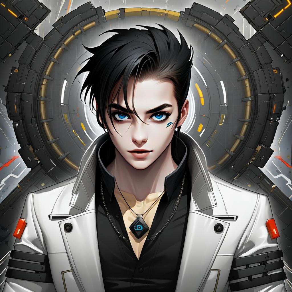 Cyberpunk Anime Portrait of Young Man in Futuristic Style
