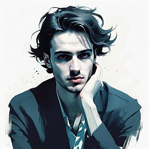 Stylized digital portrait of a young man
