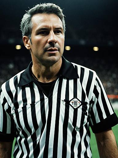 Man in Referee Costume Cinematic Realism Sharp Dramatic Shot
