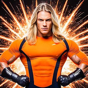 Muscular Man in Athletic Shirt with Sparks