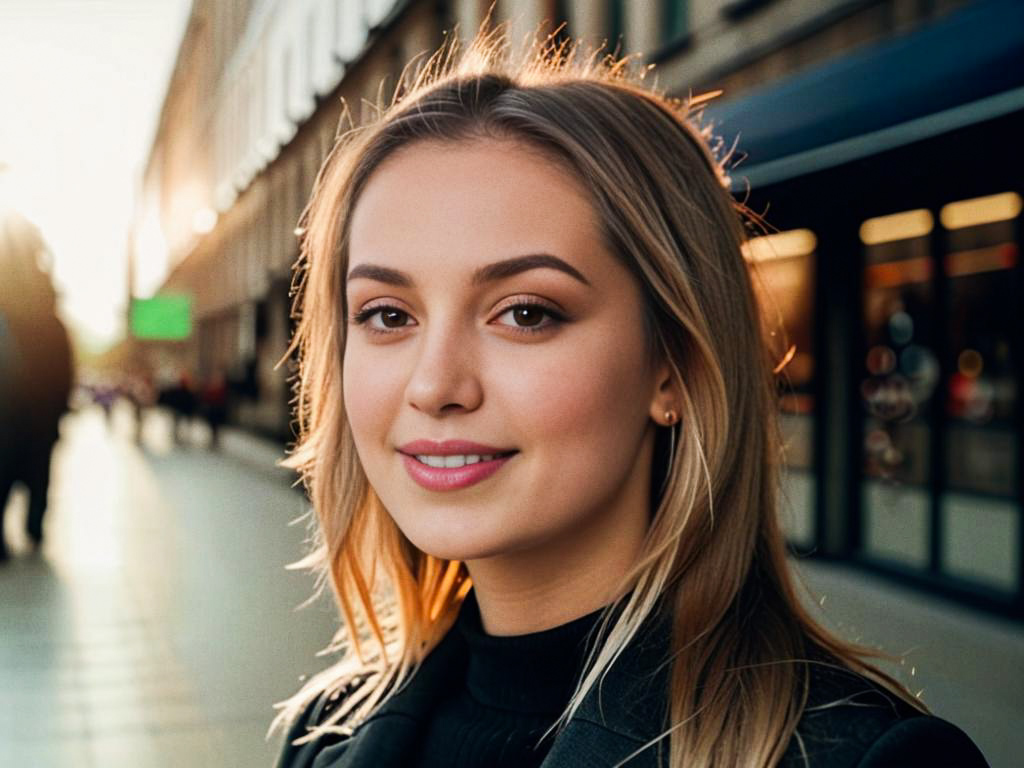 Young Woman Smiling in Golden Hour