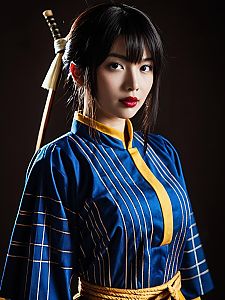 Realistic Cosplay Photo of Woman Wearing Tashigi Costume with Katana