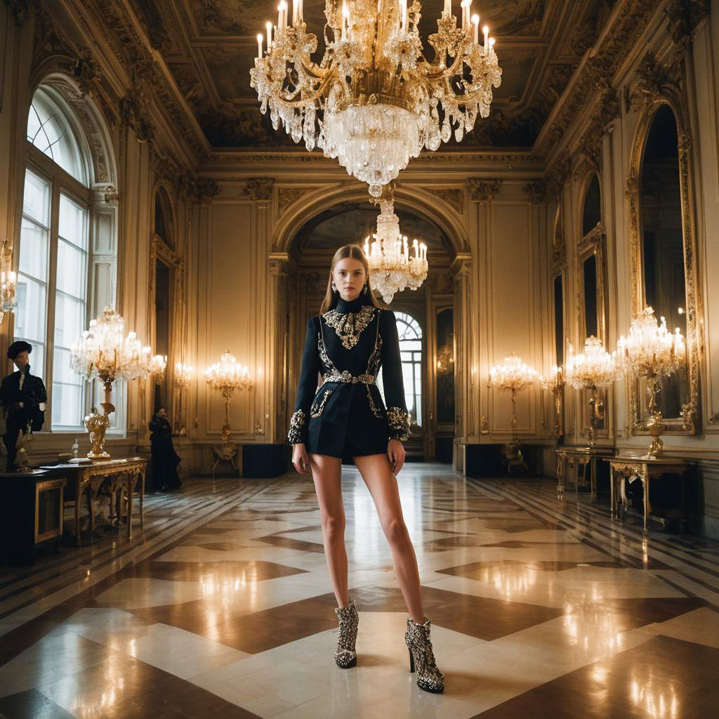 Confident Woman in Luxurious Hall
