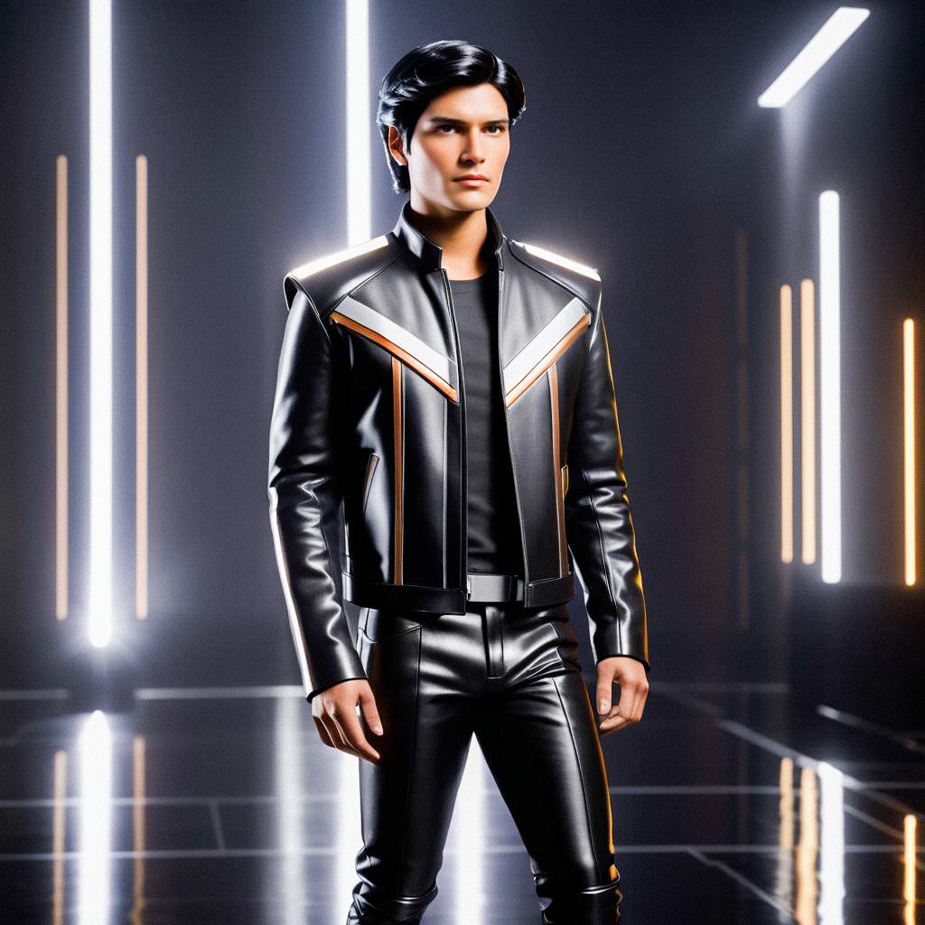 Stylish Young Man in Futuristic Outfit